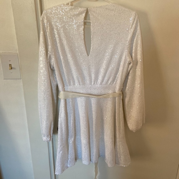 Jay Godfrey White Sequin Skater Dress - Picture 1 of 3